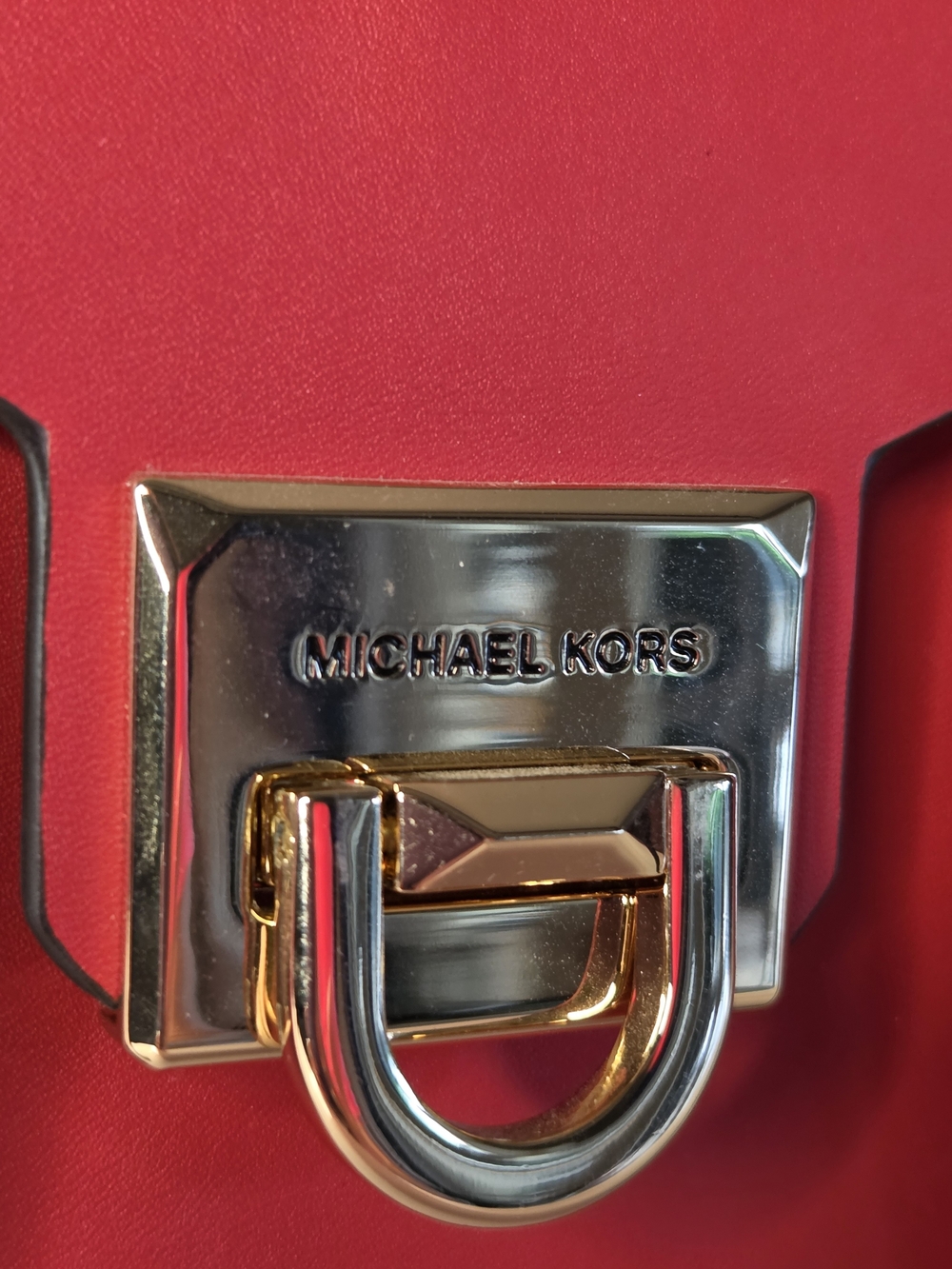 Michael Kors Manhattan Medium Flame Red Leather Satchel Crossbody - Picture 10 of 16